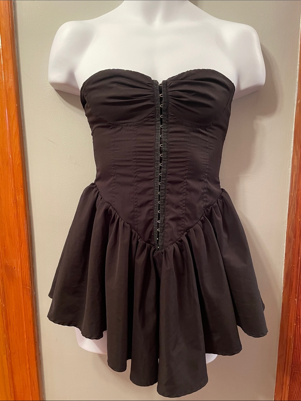 Strapless Black Y2K Corset Sweetheart-Neckline Coquette Whimsigoth Skater Dress